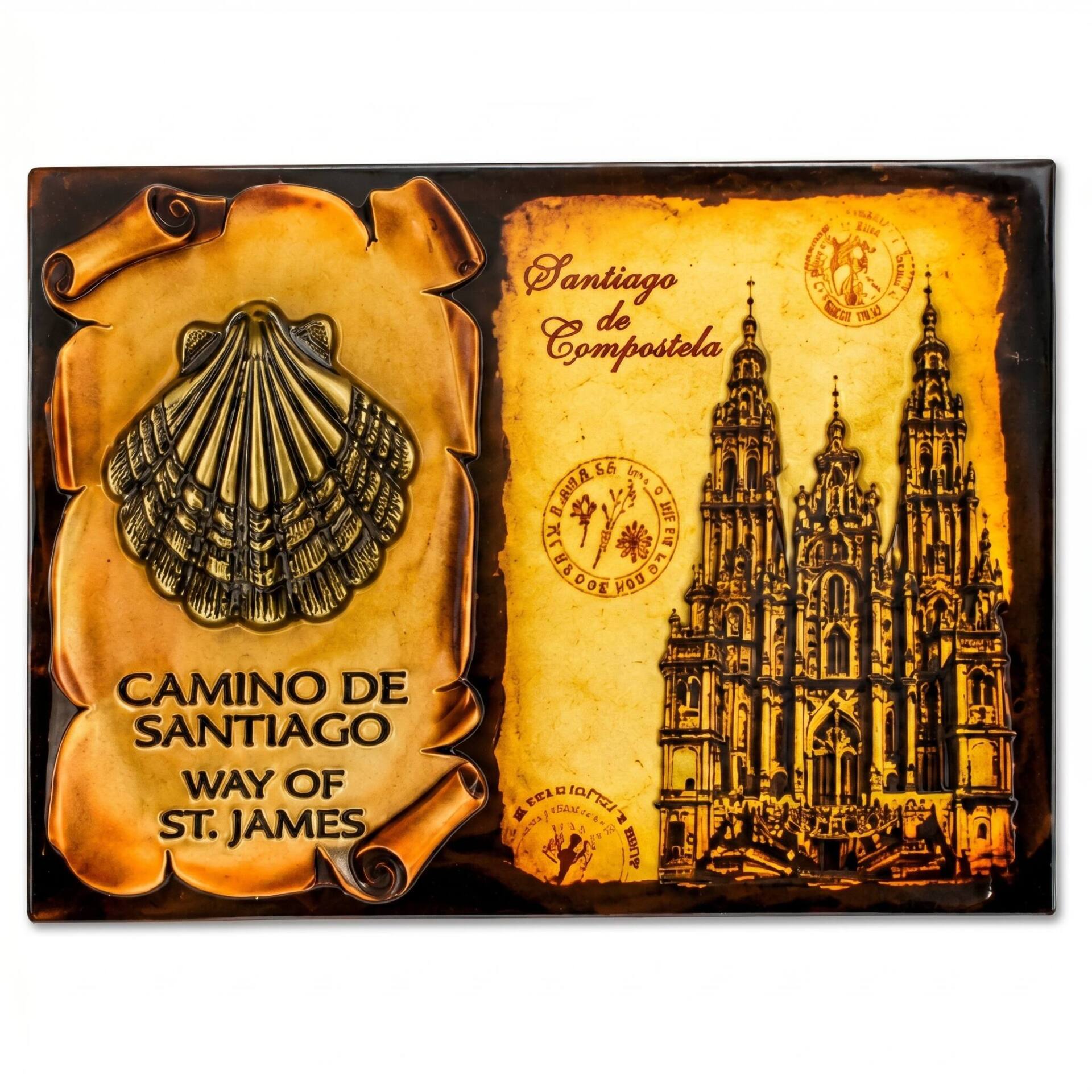 Iman acolchado y resinado con dije metal - Camino de Santiago (Way of St. James - Catedral)