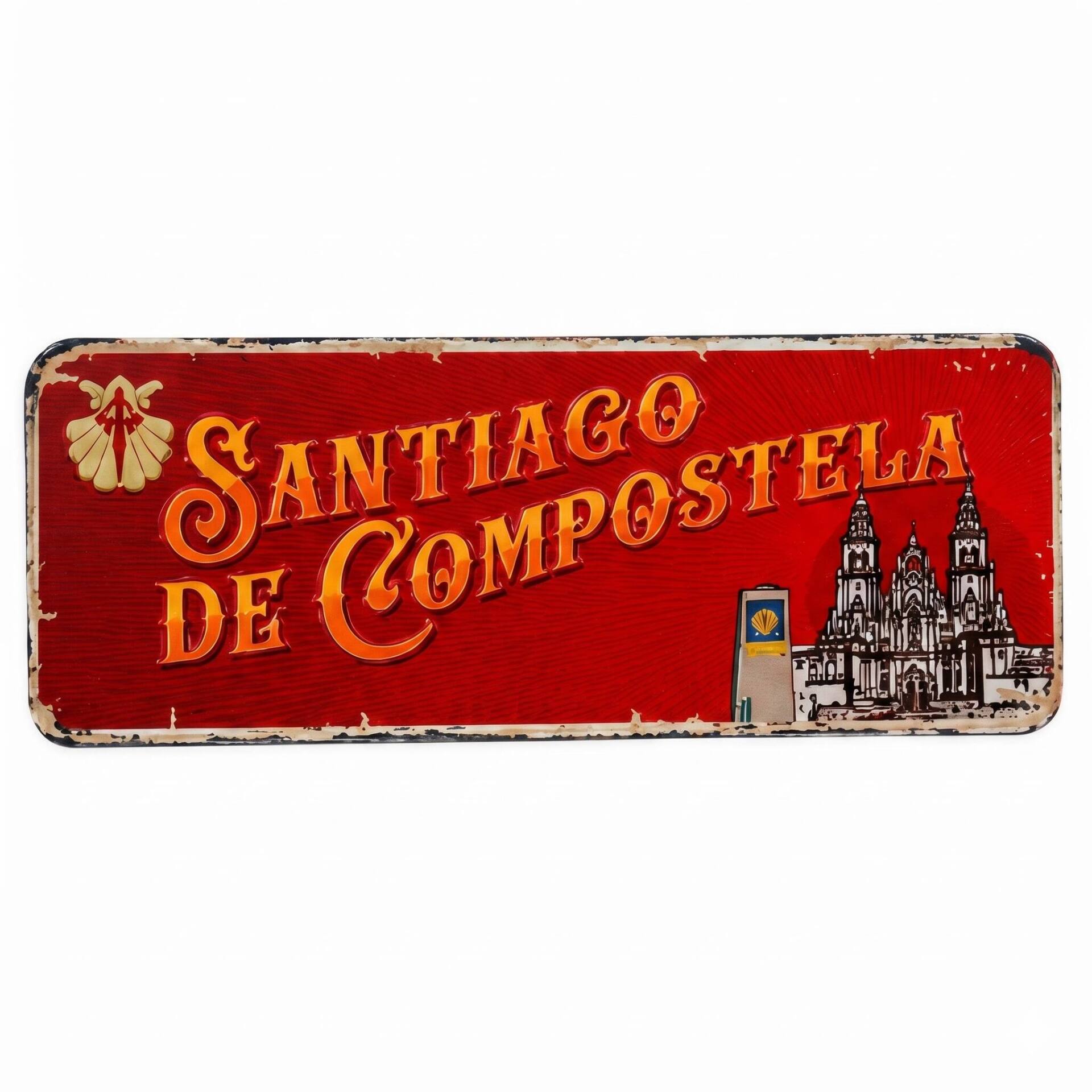 Imán rectangular de chapa - Santiago de Compostela