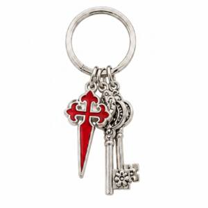 Llavero con llaves de la suerte - Cruz de Santiago