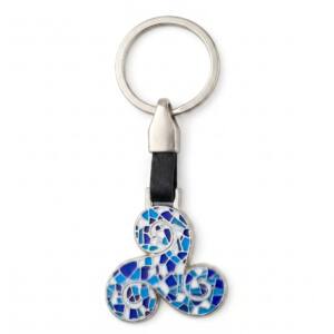 Llavero de metal lacado - Trisquel blanco y azul